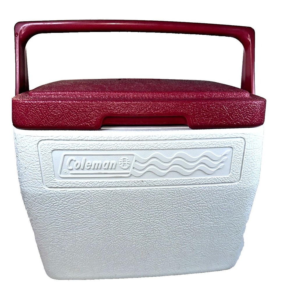 Vintage 1997 Coleman 5272 8 Quart Personal/Lunch Cooler White & Red